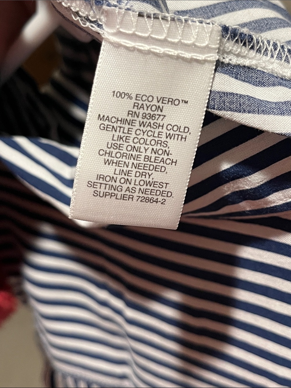 Liz Claiborne Navy and White Vertical Stripe Button-Down Shirt - Picture 4 of 4
